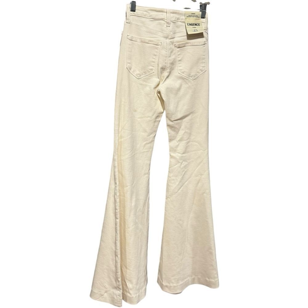 Revolve L'Agence Lorde Super High Rise Flare Jeans in Vintage White Size 23 - Picture 6 of 10